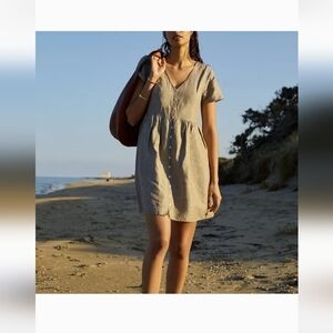 Madewell Alexandra Linen Blend Button Front Mini Dress. Size M
